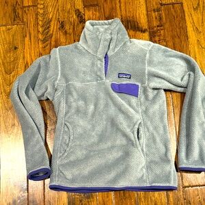 Patagonia Re-Tool Snap-T Polartec Fleece Pullover Jacket Gray Purple Womens S
